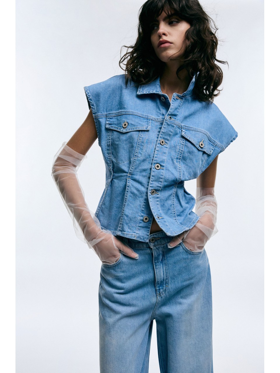 Gilet court à boutons et poches – Please Femme