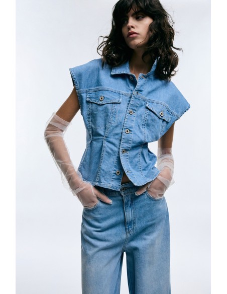 Gilet court à boutons et poches – Please Femme