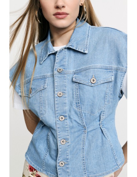 Gilet court à boutons et poches – Please Femme