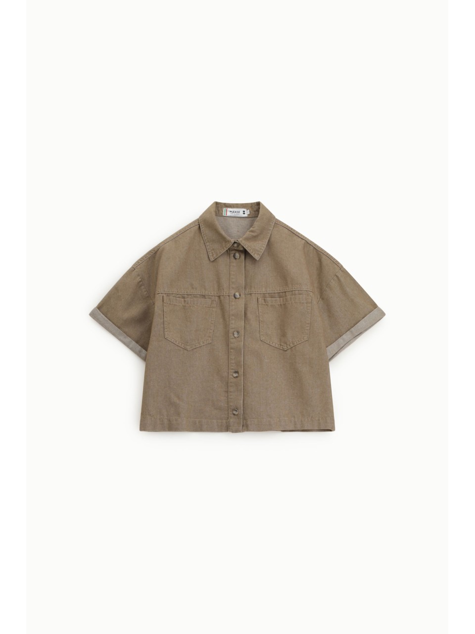 PLEASE Femme – Chemise cropped manches courtes à poches