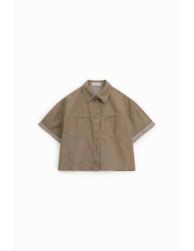 PLEASE Femme – Chemise cropped manches courtes...