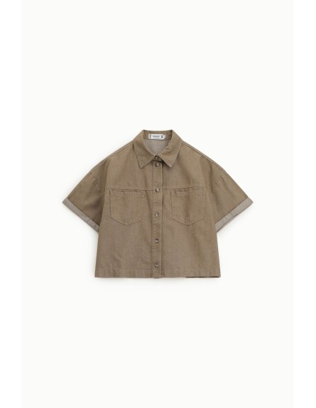 PLEASE Femme – Chemise cropped manches courtes à poches