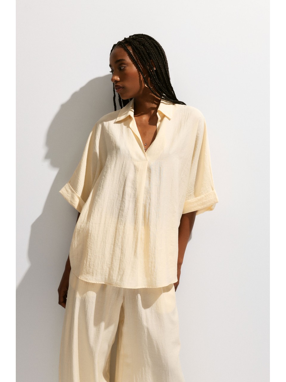 PLEASE Femme – Chemise manches courtes col ouvert en...