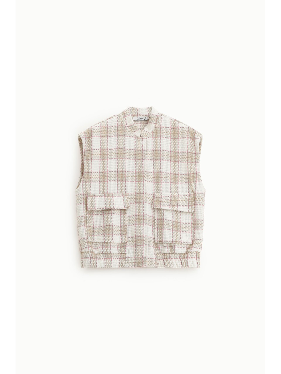 Please Femme – Veste sans manches à carreaux en tweed