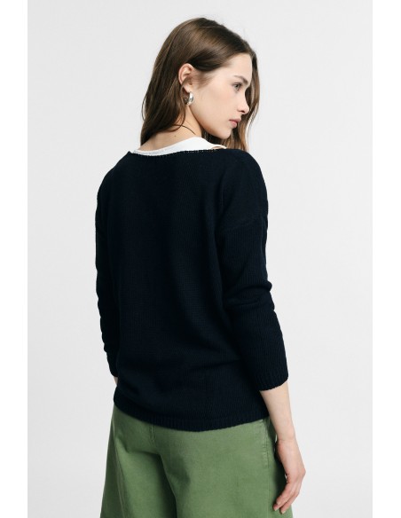 PLEASE FEMME – Pull col V ample à fentes latérales