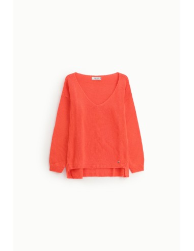 PLEASE FEMME – Pull col V ample à fentes latérales