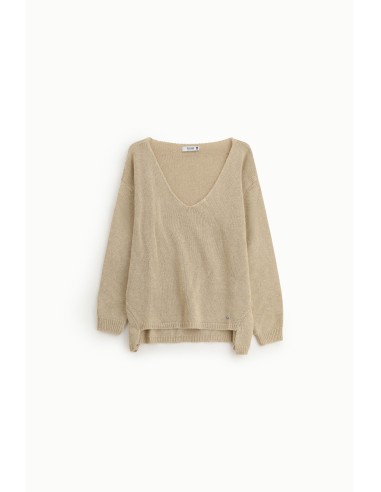 PLEASE FEMME – Pull col V ample à fentes latérales