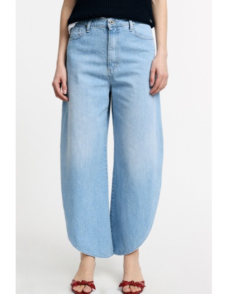 Jeans large à fentes latérales denim clair Please Femme