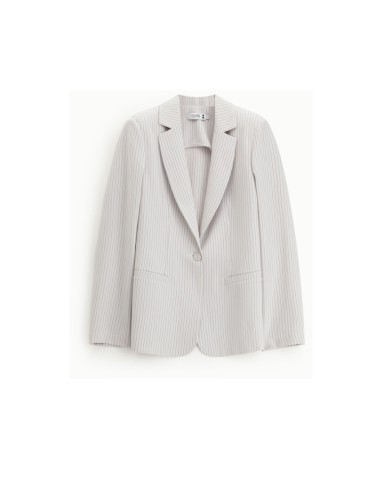 Blazer tailleur rayé coupe droite un bouton -...