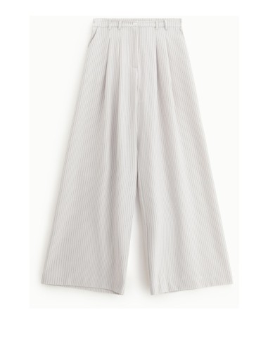 Pantalon palazzo rayé taille haute à plis - Please