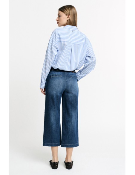 Jean cropped à jambe large avec ceinture - Please
