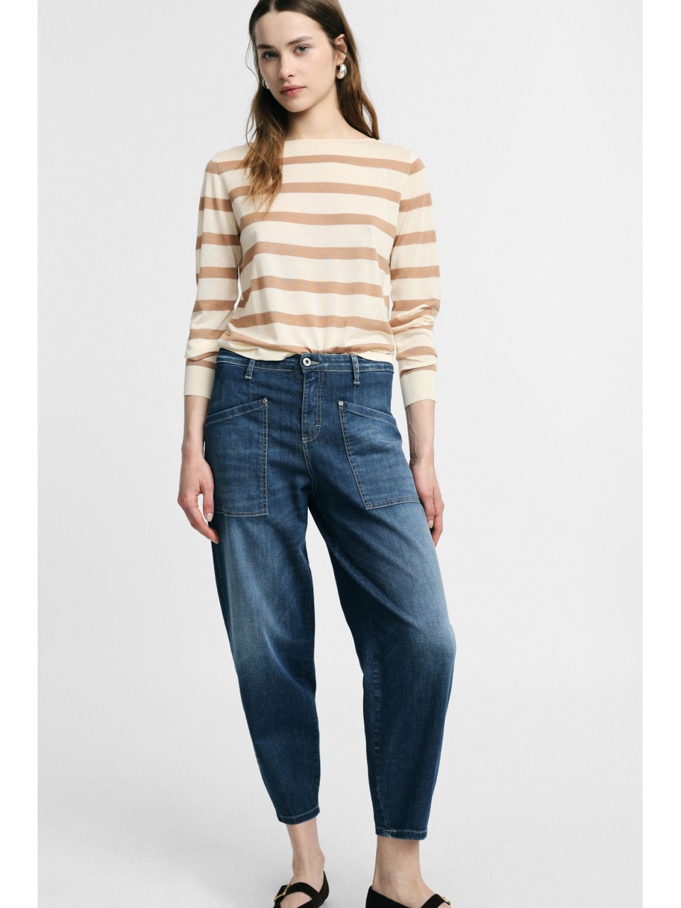 Jean cropped taille haute à grandes poches - Please 2