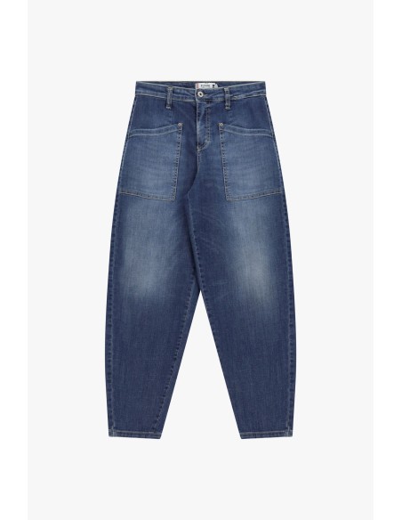 Jean cropped taille haute à grandes poches - Please