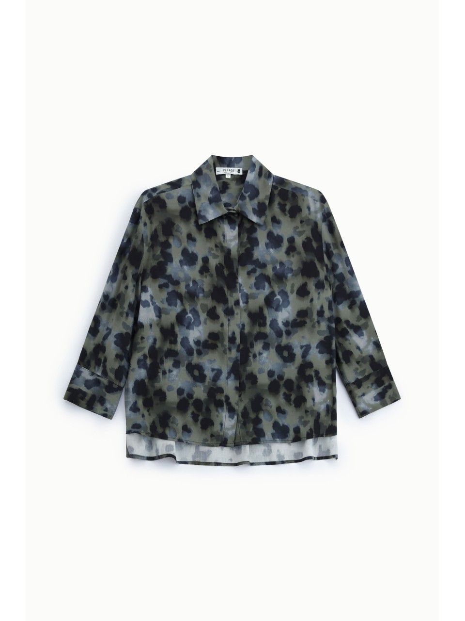 Chemise regular imprimé léopard manches trois-quarts –...
