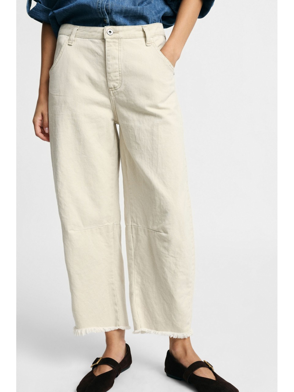 Pantalon balloon 3/4 ourlet effiloché Please 2