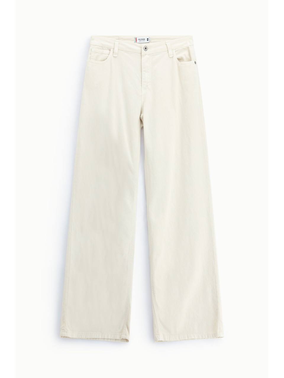 Pantalon ecru large 5 poches taille haute Please