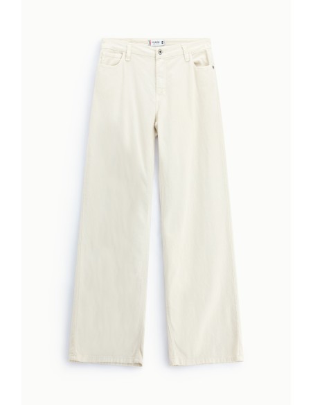 Pantalon ecru large 5 poches taille haute Please