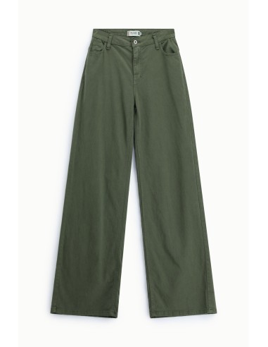 Pantalon kaki large 5 poches taille haute Please