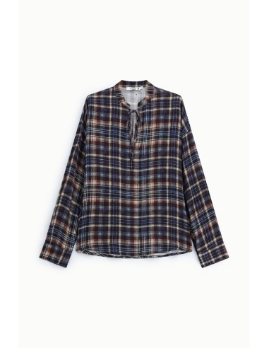 Blouse à carreaux col V à lien Please
