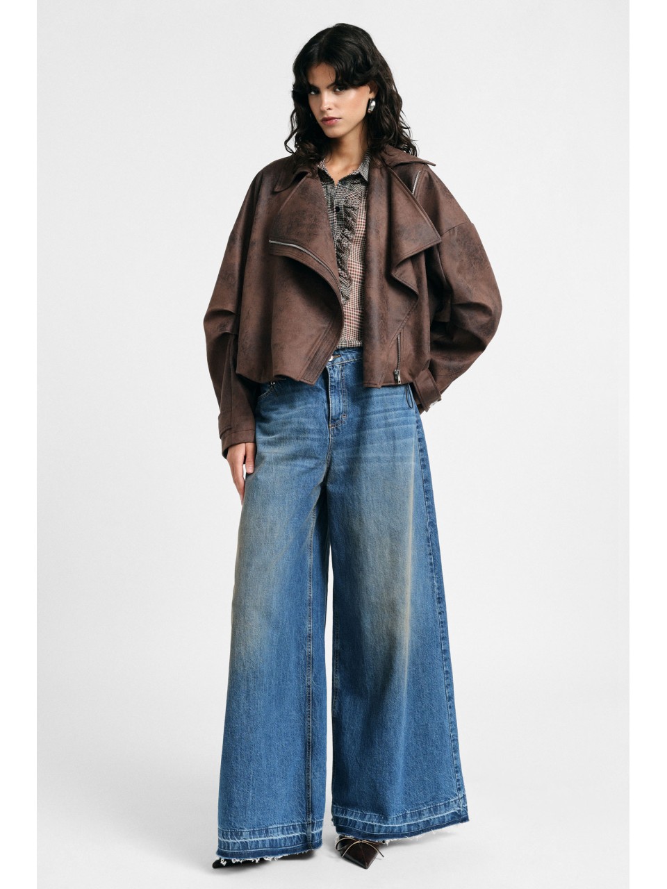 Jean large évasé Please femme bleu délavé – vue produit