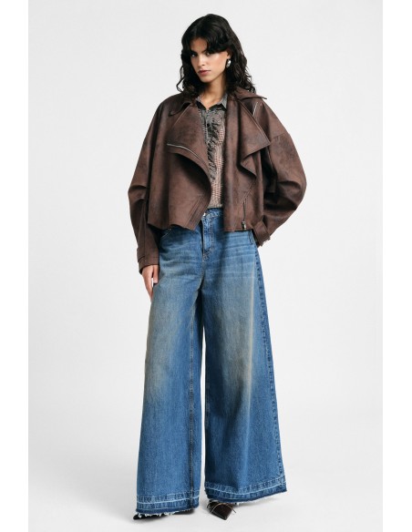 Jean large évasé Please femme bleu délavé – vue produit