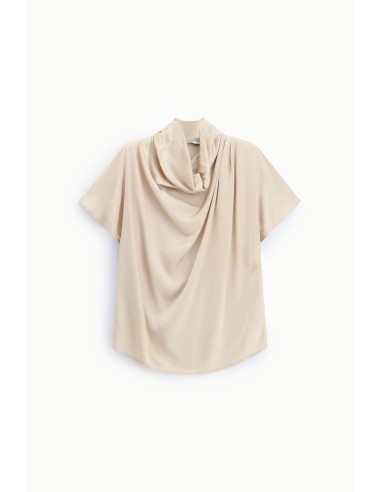 Top drapé Please femme crêpe satin col souple – vue produit