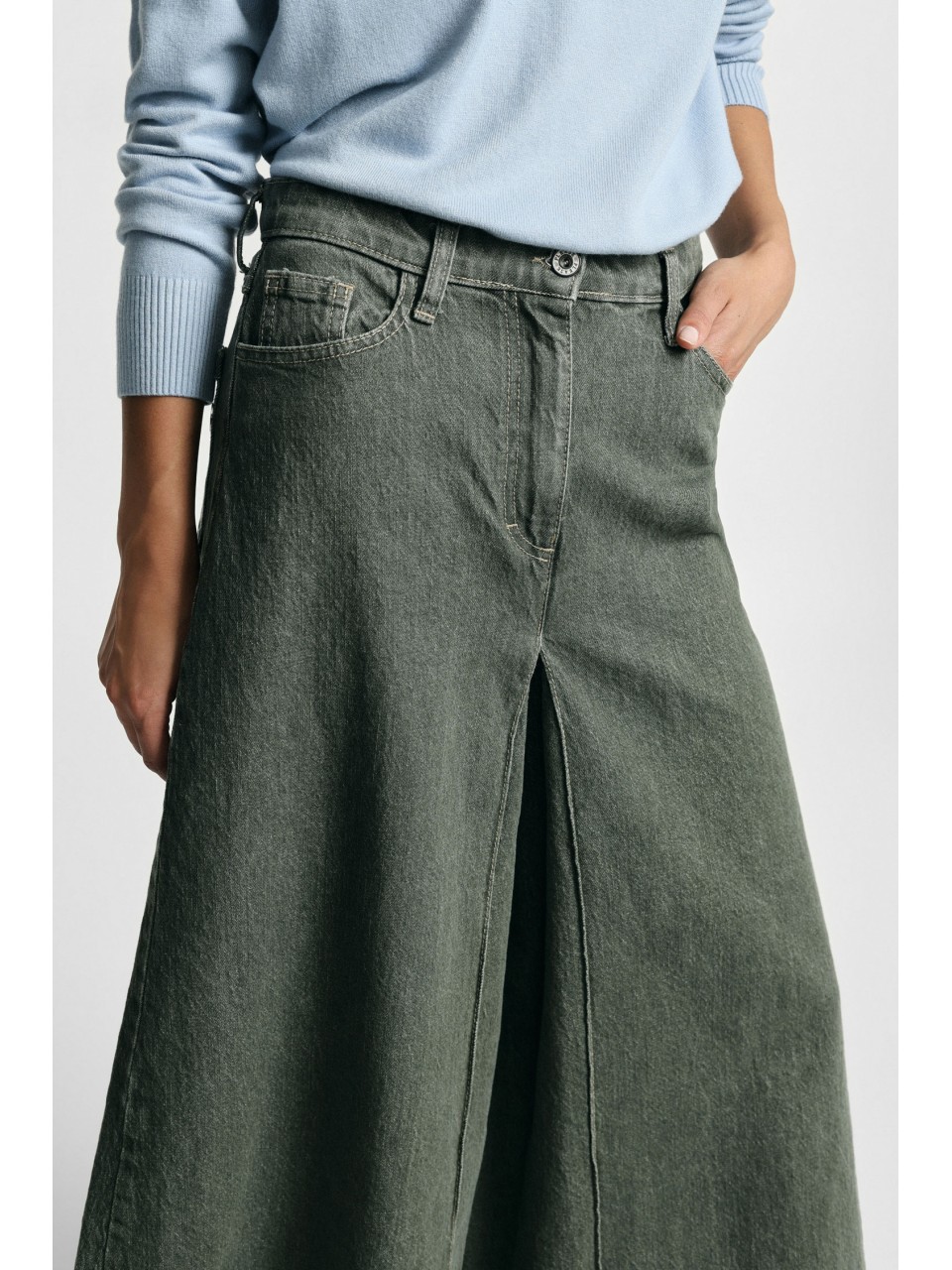 Jean palazzo jupe-culotte Kaki Please 2