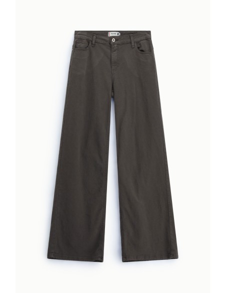 Pantalon large 5 poches taille haute marronPlease