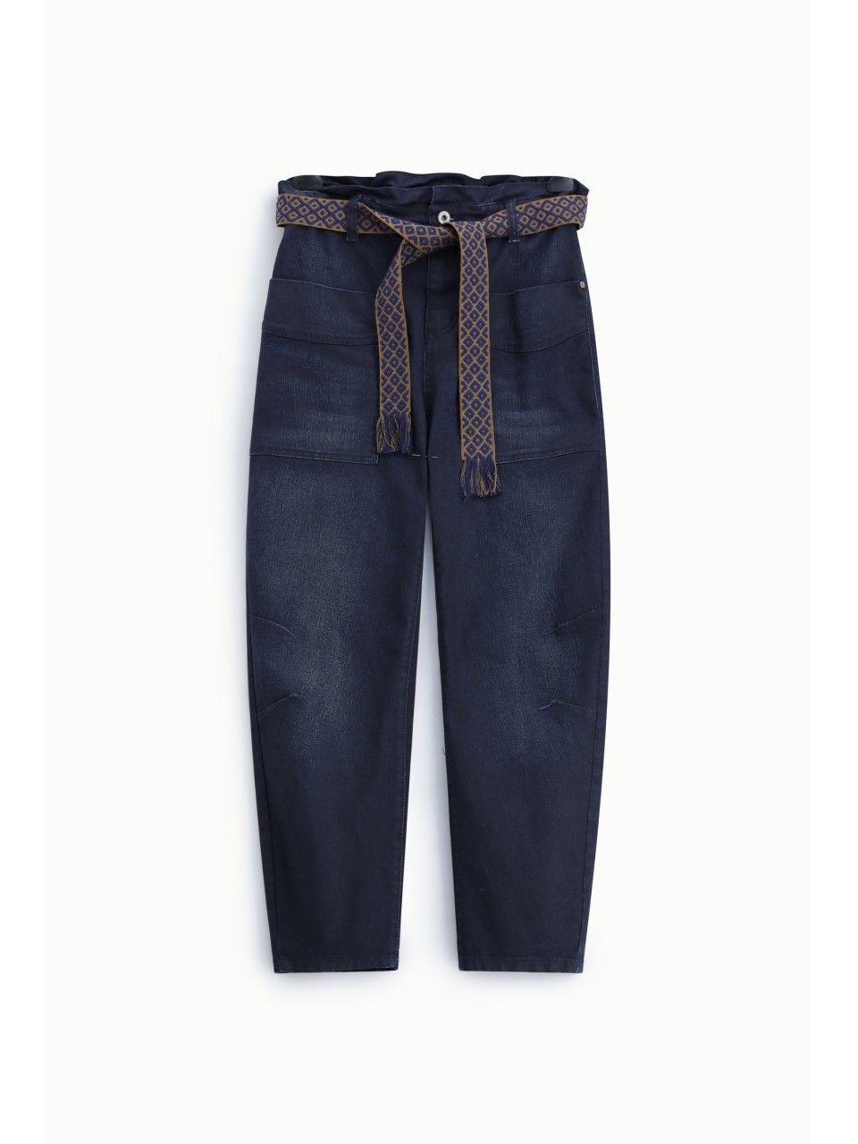 Jean taille haute paperbag ceinturé Bleu Please