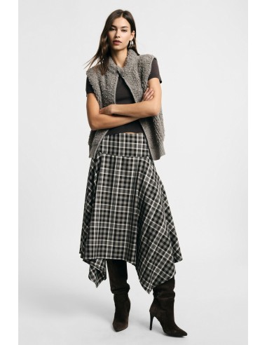 Jupe midi à carreaux à ourlet asymétrique –...