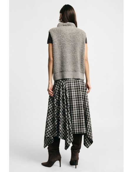 Jupe midi à carreaux à ourlet asymétrique – Please Femme