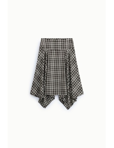 Jupe midi à carreaux à ourlet asymétrique –...