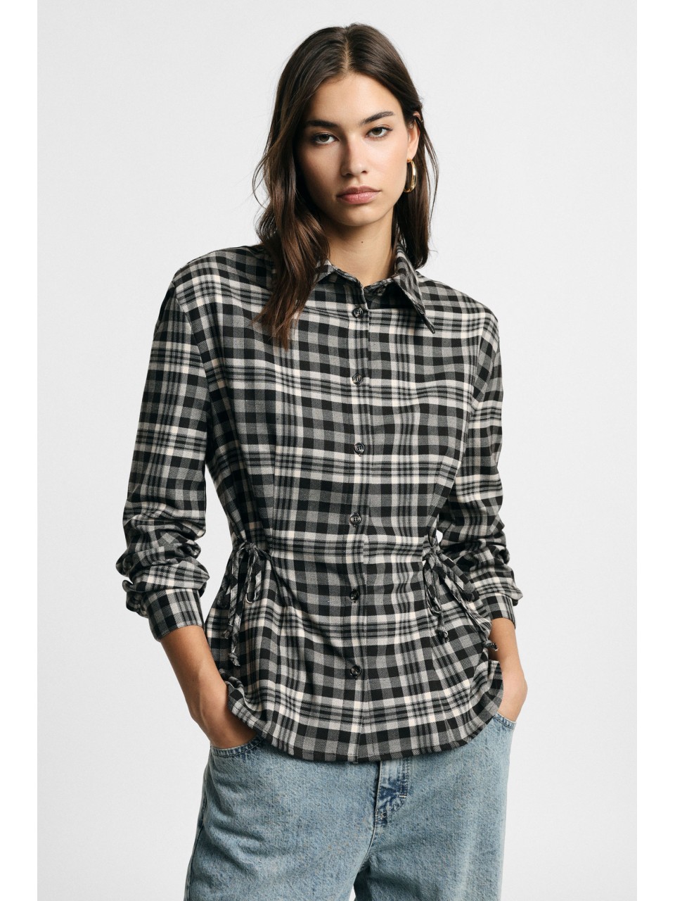Chemise à carreaux à taille coulissée – Please Femme