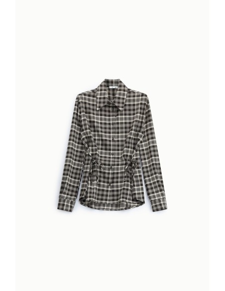 Chemise à carreaux à taille coulissée – Please Femme