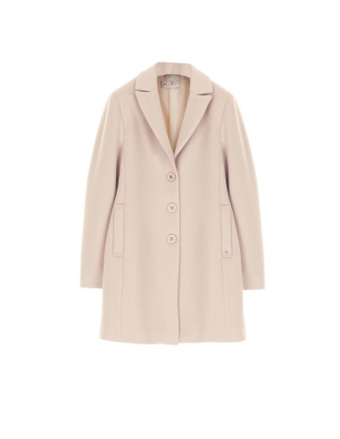 PLEASE FEMME MANTEAU COURT UNI A BOUTONNAGE SIMPLE ET COL A REVERS EN POINTE COLORIS PANNA