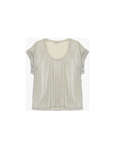 Please Femme tshirt oversized col rond en jersey texturé lamé effet glitter