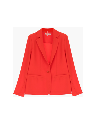 Please femme blazer a bouton et col revers en crepe fluide