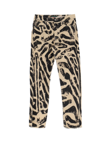 Please Femme pantalon longueur 7/8 en gabardine de coton stretch imprimé