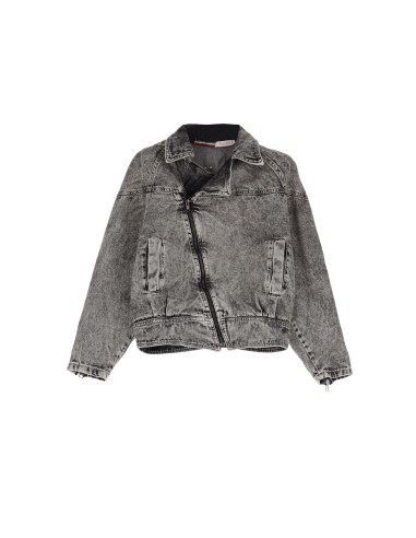Please Femme veste en jean noir delavage "neige"