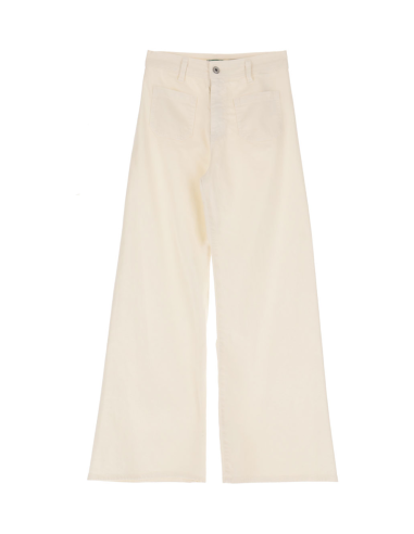 Please Femme jean flare à poches plaquées en coton stretch coloris unbleached (écru)