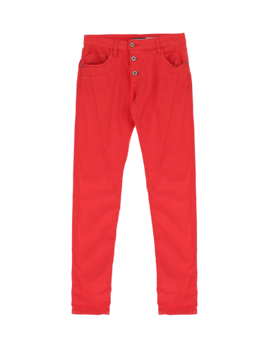 Please Femme pantalon coupe boyfriend en toile de coton stretch coloris ibiscus