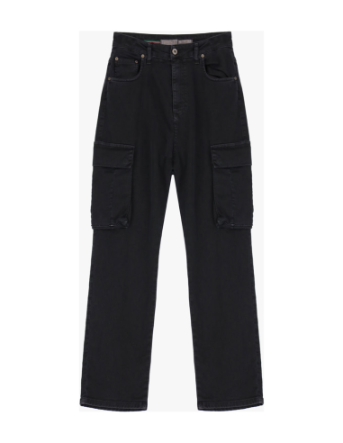 Please Femme pantalon cargo longueur 7/8 en gabardine de coton stretch