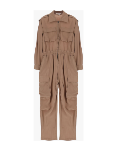 Please Femme combinaison pantalon aviateur a taille elastiquée coloris cammello