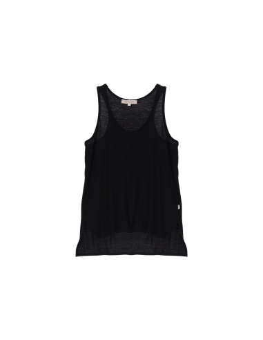 Please Femme debardeur long forme trapeze avec finitions lurex pailleté coloris noir